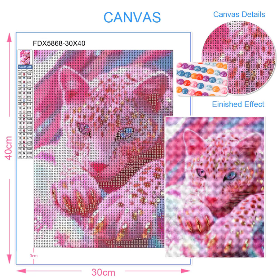 QIZITENG DIY Diamantmalerei Leopard 5D Stickerei mit runden Steinen für deine Wanddekoration - Bild 3