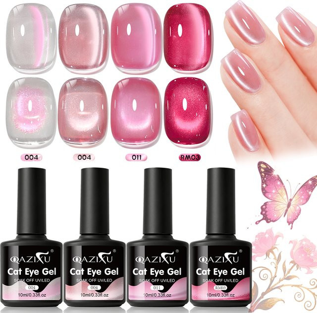 QAZIXU Gel-Nagellack, Rosa, Schimmernd, 10 ml - Bild 1