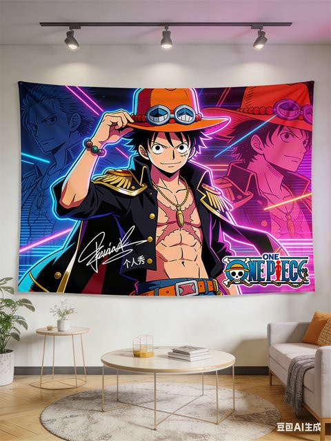 Bandai One Piece Luffy 3D-Effekt Wandteppich in Multicolour als hängende Dekoration im modernen Design - Bild 1