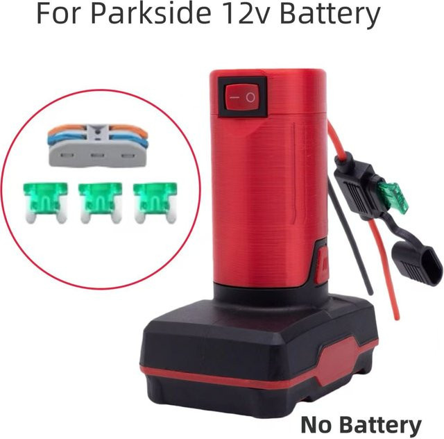 Parkside Batterie-DIY-Steckeradapter 14AWG für Lidl Parkside X20V Team und kompatible 12V Elektrowerkzeuge, Farbe: Rot - Bild 1