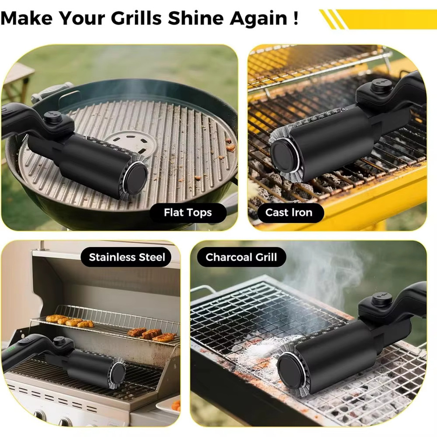 XIAOTRE Elektrische Grillbürste, Kabellose wiederaufladbare Grillreinigungsbürste mit Edelstahl-Bürstenkopf für BBQ-Grillroste - Bild 6