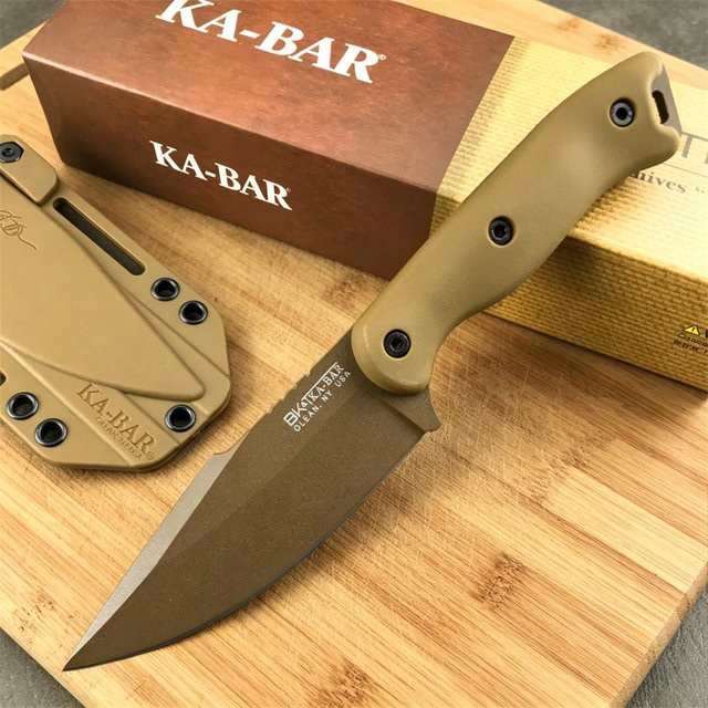 KA-BAR Outdoor-Messer mit feststehender Klinge aus Edelstahl in Gelb - Bild 1
