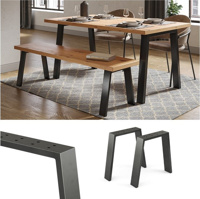 Vicco Loft Tischkufen in U-Form aus Metall in Braun, Höhe: 42 cm - Bild 1