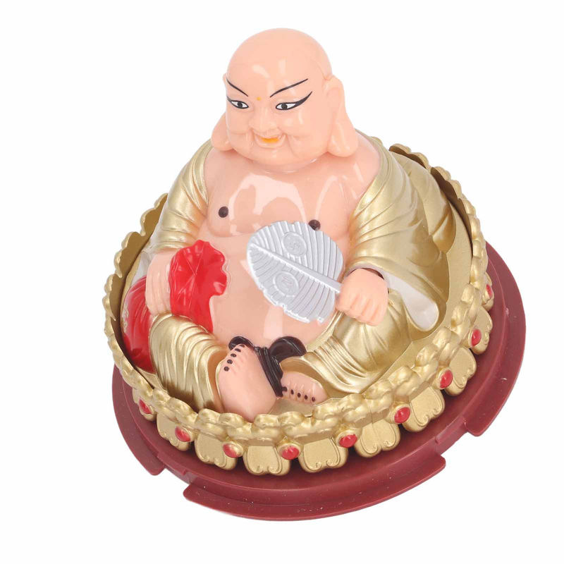 Maitreya Buddha Ornament mit Solarlichtsensor – Schaukelnder Fächer aus Kunststoff für Glück und Harmonie - Bild 5