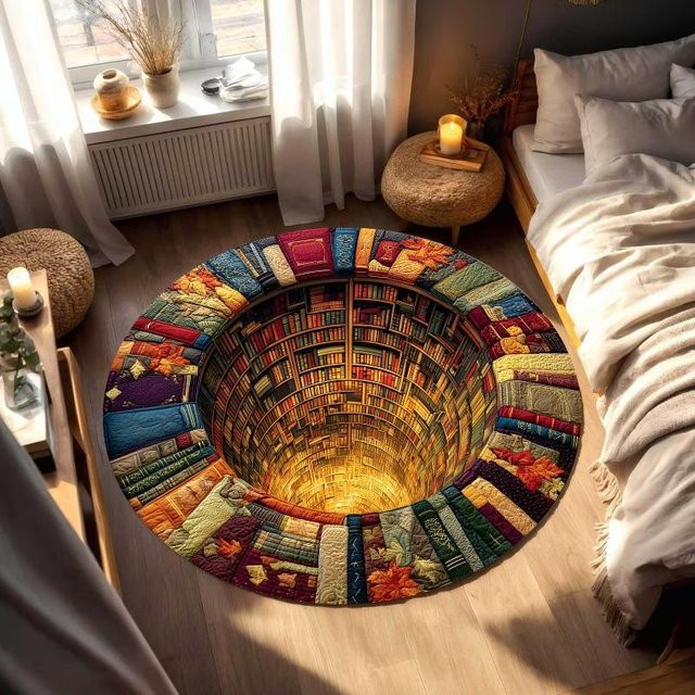 Runder 3D Teppich mit Wasser-Optik und Illusions-Effekt von Lodestar, Multicolour, Durchmesser: 80 cm - Bild 1