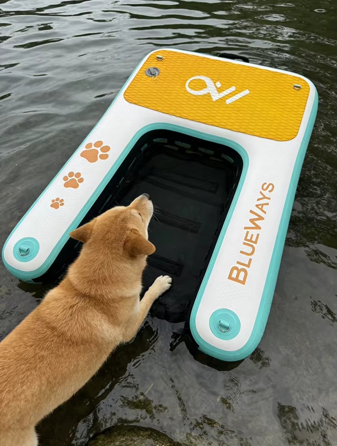 XMSJ Aufblasbare Hunderampe aus PVC, rutschfeste schwimmende Hundeplattform für Pool, See, Dock und Teich in Multicolour - Bild 6