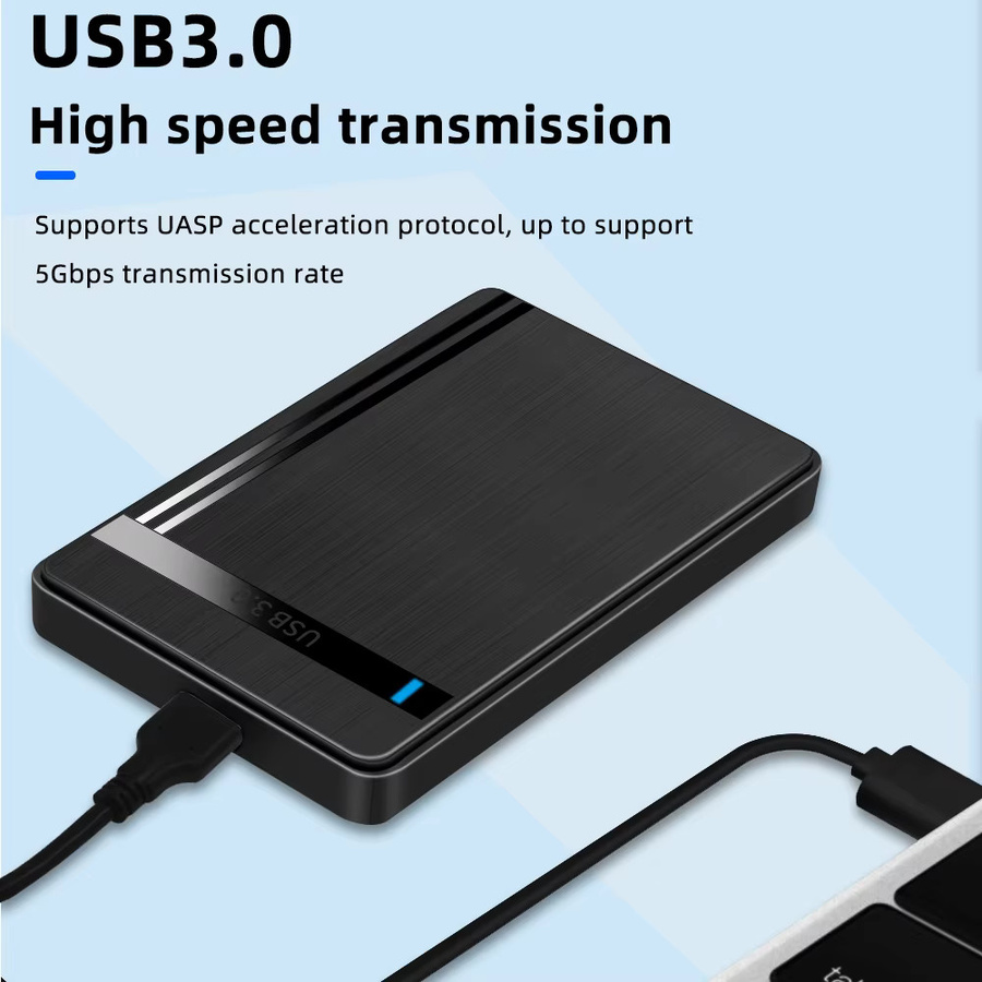 TISHRIC Externes 2,5 Zoll SSD Festplattengehäuse mit SATA zu USB-C Anschluss, Schwarz - Bild 2