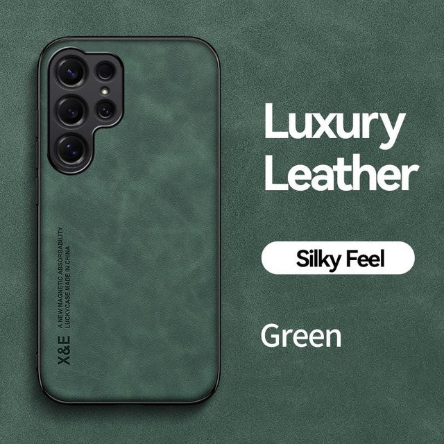Stoßfeste Handyhülle aus mattem Leder für Samsung Galaxy S25 S24 S23 S22 S21 S20 Note 20 Ultra Plus FE in Grün - Bild 1