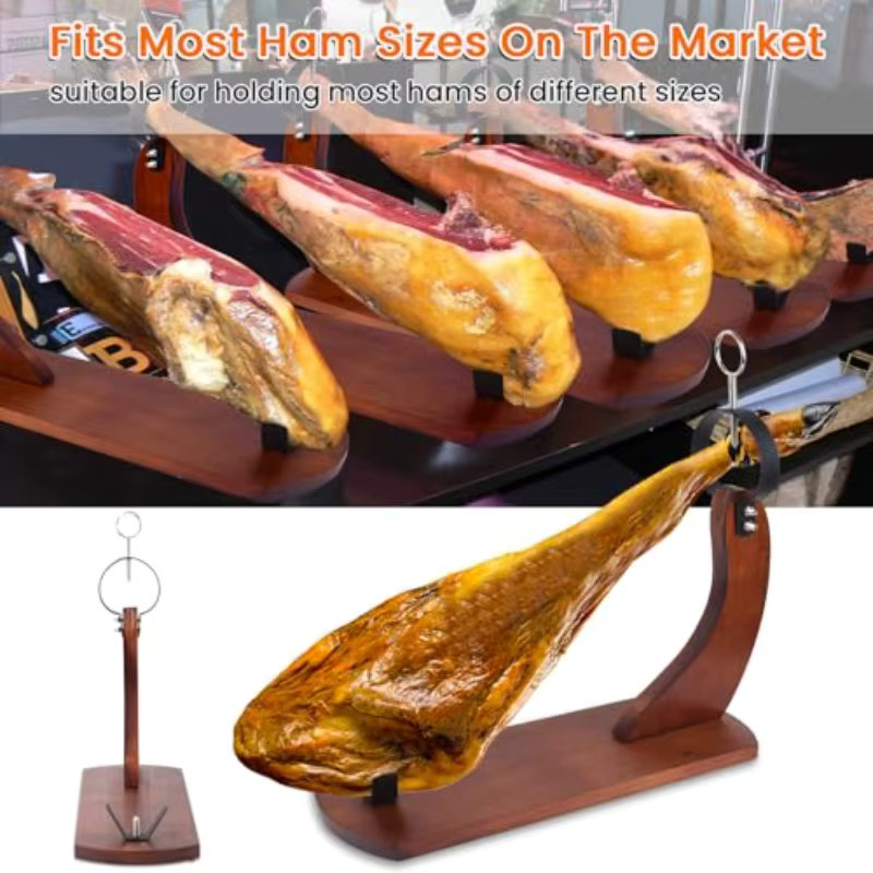 XMSJ Professioneller neigbarer Schinkenständer aus Holz in Braun mit rutschfesten Auflagen, B/T/H: 43,0 x 38,0 x 1,0 cm - Bild 2