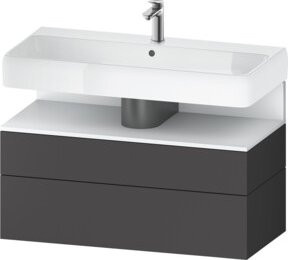 Duravit Waschtischunterschrank Qatego Wandmontage in Weiß und Grau Matt mit integrierter Beleuchtung und internen Schubladen, B/T/H: 99 x 47 x 59 cm - Bild 1