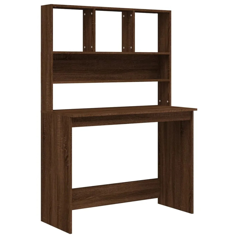 vidaXL Schreibtisch mit Regal in Eiche Braun aus Holzwerkstoff B/T/H: 102 x 45 x 148 cm - Bild 2