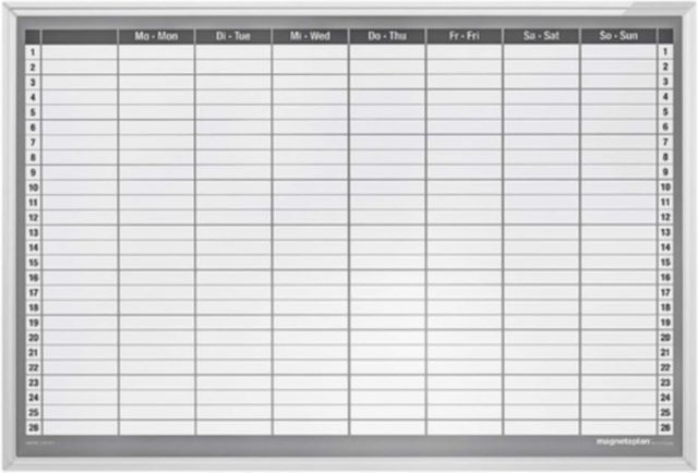 Magnetoplan Wochenplaner Typ CC aus Aluminium, B: 90 cm, H: 60 cm - Bild 1
