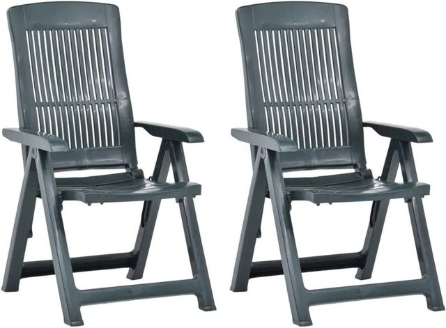Furnicato Verstellbare Gartenstühle aus Kunststoff in Grün, 2er Set, B/T/H: 45 x 60 x 109 cm - Bild 1