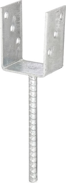 GAH Alberts U-Pfostenträger aus Stahl, feuerverzinkt, Farbe: Silber, B/T/H: 75 mm x 104 mm x 200 mm x 60 mm - Bild 1