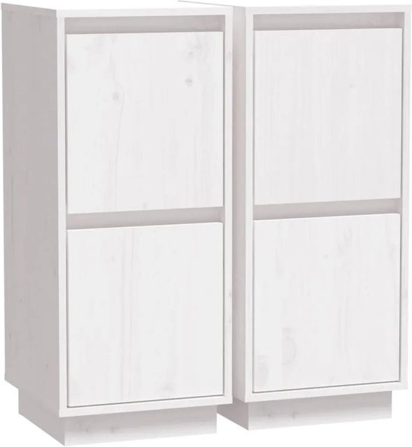 vidaXL Sideboard Set aus Massivholz Kiefer und MDF in Weiß, 2 Stück, B/T/H: 31,5 x 34 x 75 cm - Bild 1