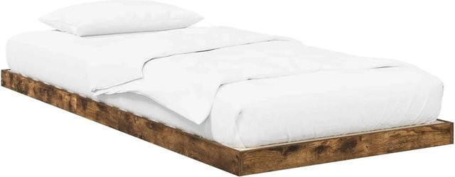 vidaXL Bodenbettrahmen aus Holzwerkstoff in Raucheiche, Farbe Braun, B/T/H: 80 x 200 cm - Bild 1