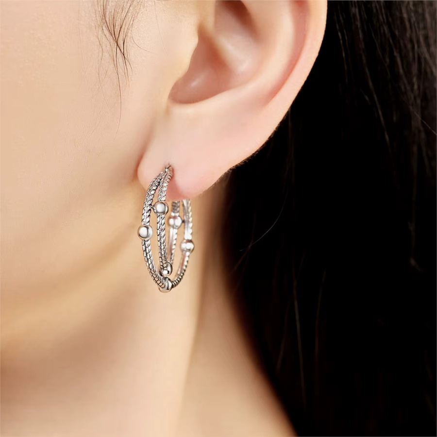 Orstarry Doppelkreis-Schlangenohrringe, 925 Silber, Damen - Bild 2