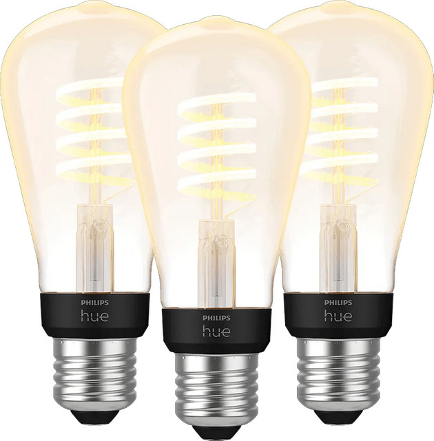 Philips Hue Filament LED-Lampe White Ambiance Edison E27, 3er-Pack, Transparent - Bild 1