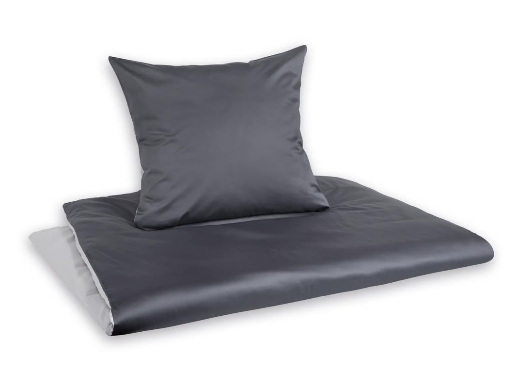 em-es-te Mako-Satin Bettwäsche Set Silber/Platin, Deckenbezug und Kissenbezug, B/H: 155 x 220 cm - Bild 2