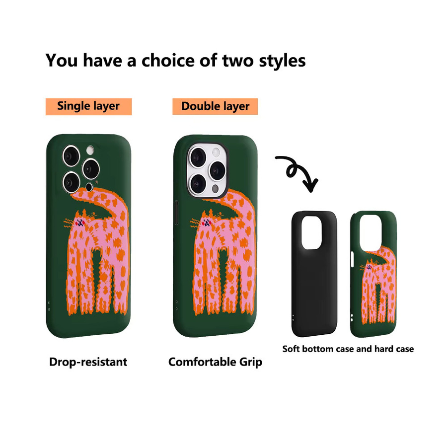 Handyhülle mit verspieltem gepunktetem Katzenmuster für iPhone 11 bis iPhone 17 Pro Max Plus mit doppelschichtiger Rückseite - Bild 3