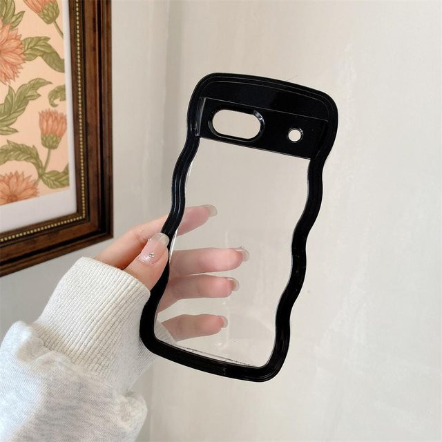 Transparente 2-in-1 Stoßfeste Hülle mit Lockiger Welle für Google Pixel 9 Pro 9A 8 8A 7A aus Acryl und Silikon in Clear Design - Bild 1