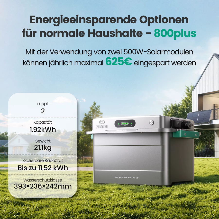Zendure SolarFlow 800 Plus Solarsystem mit 1,92kWh Kapazität und 2x 500W Solarmodulen in Grau - Bild 3