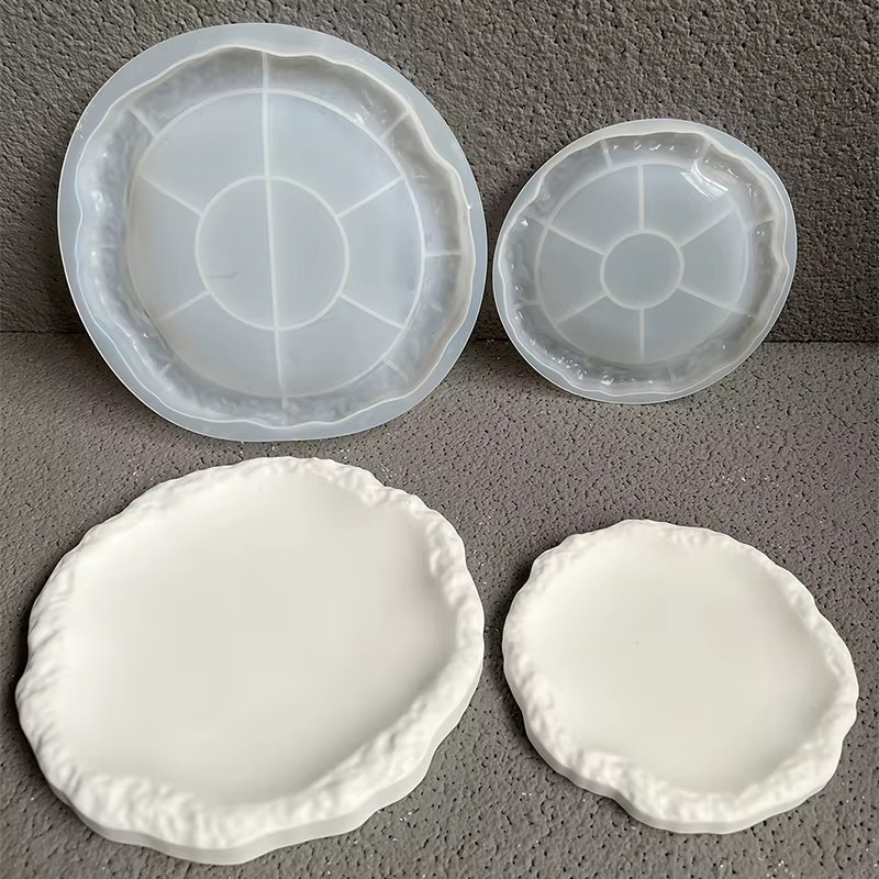 Silikonform Rock Texture Palette für DIY Schmuckschalen und Deko-Tabletts aus Gips oder Epoxidharz, Weiß - Bild 2