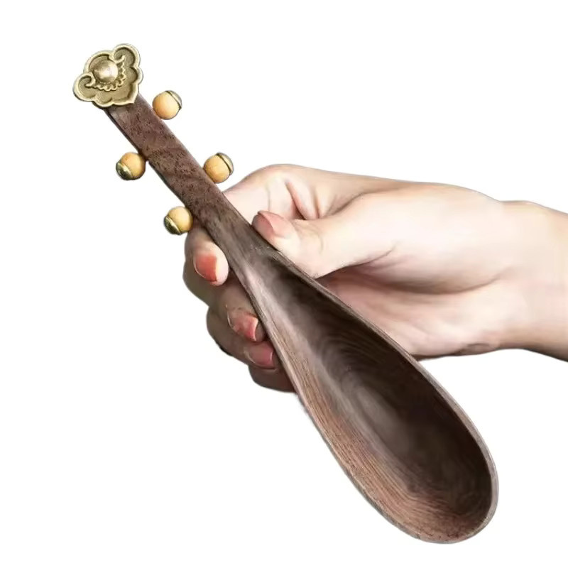 Ebenholz Pipa Teelöffel aus Massivholz in Braun für die Teezeremonie und das Tee-Brauen - Bild 4