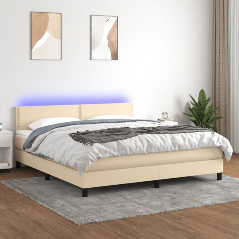 vidaxl Boxspringbett mit Matratze aus Stoff in Beige B/T/H: 180 x 200 x 78 cm - Bild 1