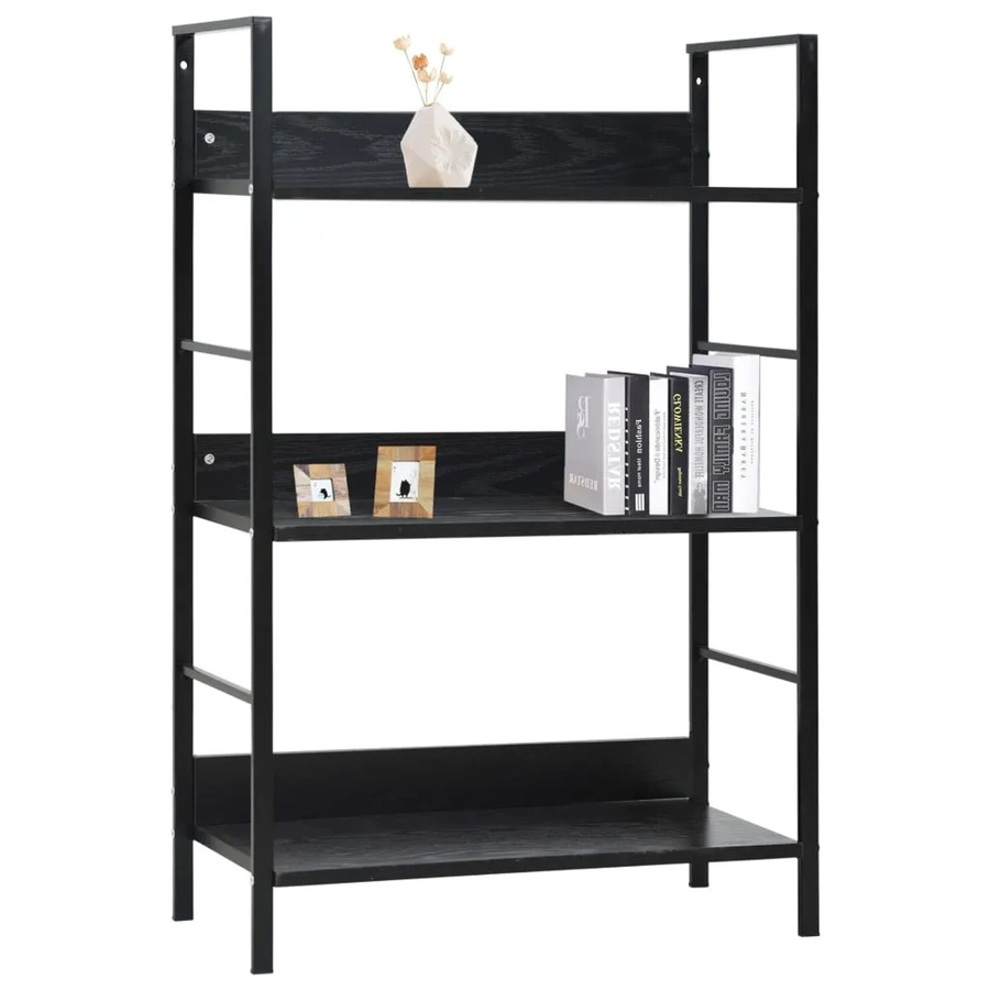 vidaXL Bücherregal mit 3 Regalböden in Schwarz im industriellen Stil, B/T/H: 60 x 27,6 x 90,5 cm - Bild 2