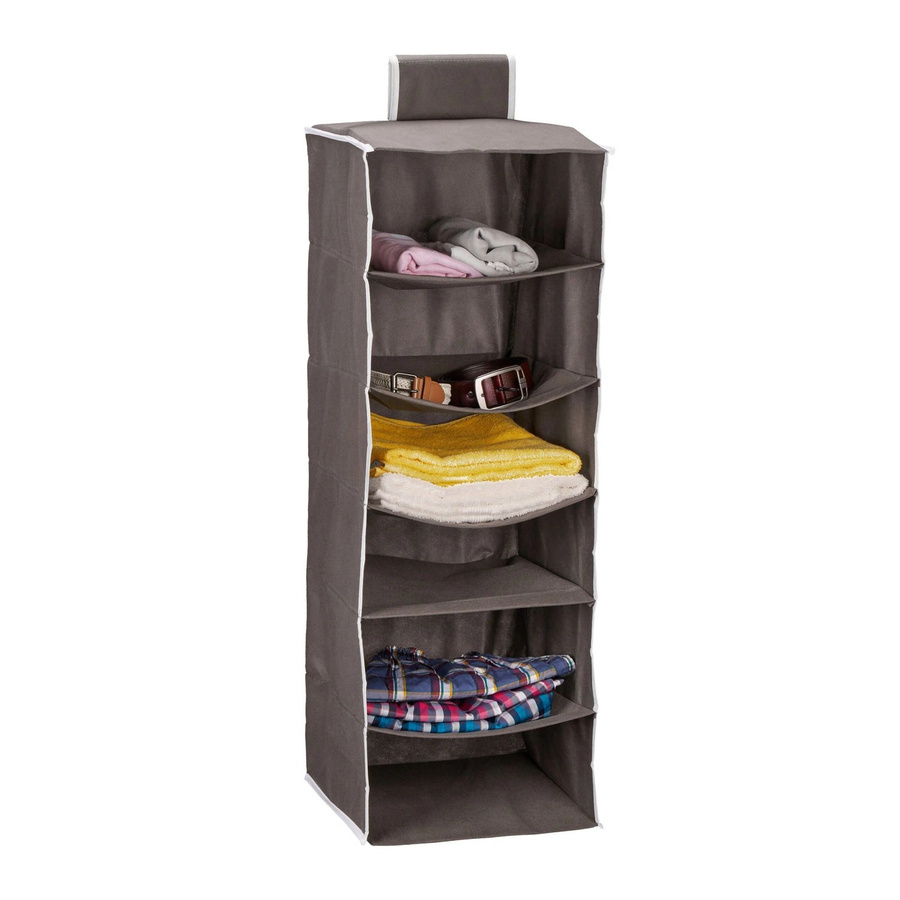 Relaxdays Hängeregal Kleiderschrank aus Vlies in Anthrazit mit 6 Fächern, faltbar, B/T/H: 96 x 32 x 31 cm - Bild 2