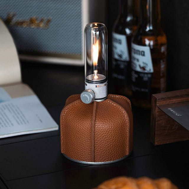 SmiloDon Retro Camping Gas Lampe, tragbare Butan Gas Leuchte für Outdoor und Zelt, winddichtes Licht mit transparentem Glas und Metallgehäuse - Bild 1