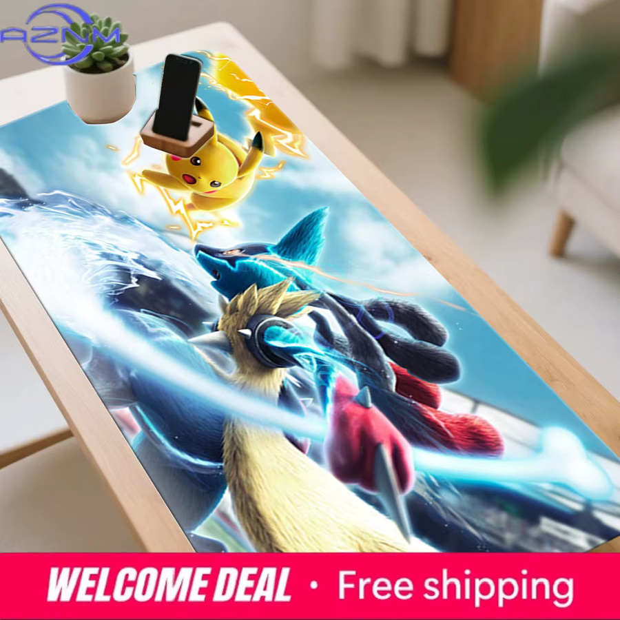 Potdemiel Pikachu Vs Lucario Battle TCG Spielmatte, Pokémon, Rutschfeste Waschbare Schreibtischunterlage - Bild 5