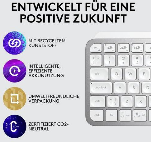 Logitech MX Keys Mini Bluetooth Tastatur QWERTZ Deutsch Grau mit Hintergrundbeleuchtung - Bild 1