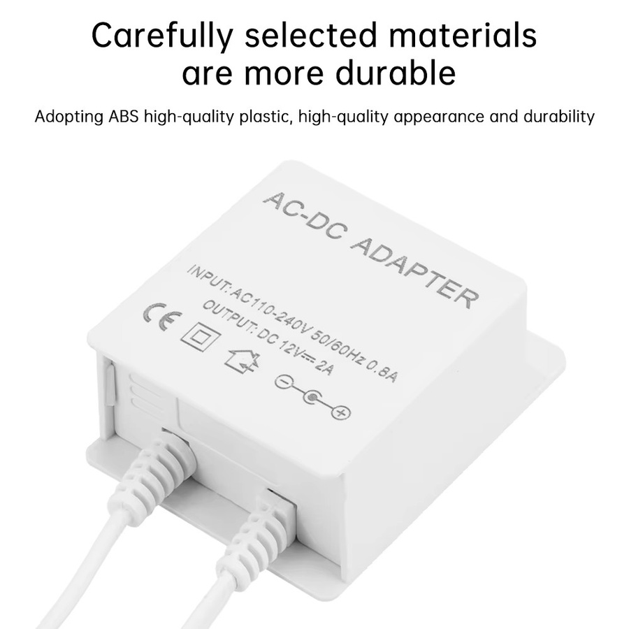 occkic Netzteil DC 12V 2A mit EU-Stecker, wasserdichtes Outdoor-Netzteil für LED und Überwachungskameras, Farbe: Weiß - Bild 3