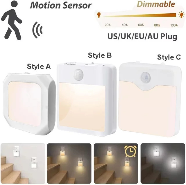 VENUSWING LED-Nachtlampe mit Bewegungsmelder in Weiß, dimmbar und modern für Schlafzimmer und Flur - Bild 1