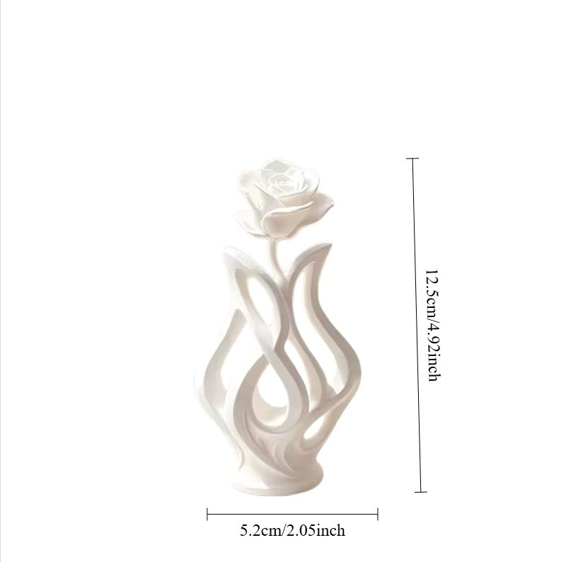 Moderner 3D-gedruckter Stifthalter in Weiß mit floralem Rosen-Design aus Kunststoff - Bild 6