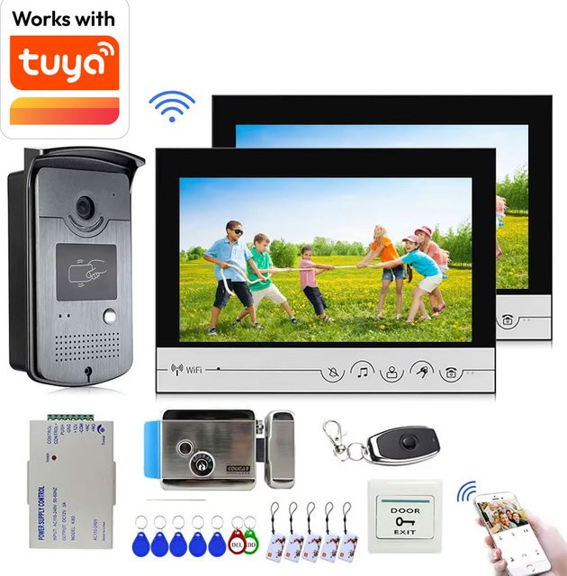 Tuya Intelligente WLAN Türklingel mit 9 Zoll Farbdisplay und App-Steuerung inklusive Intercom und Zugangskontrollsystem - Bild 1