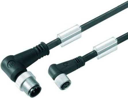 Weidmüller Sensor-Aktor-Steckverbinder M8 Stecker gewinkelt und Buchse gewinkelt, Schwarz, 1,50 m - Bild 1