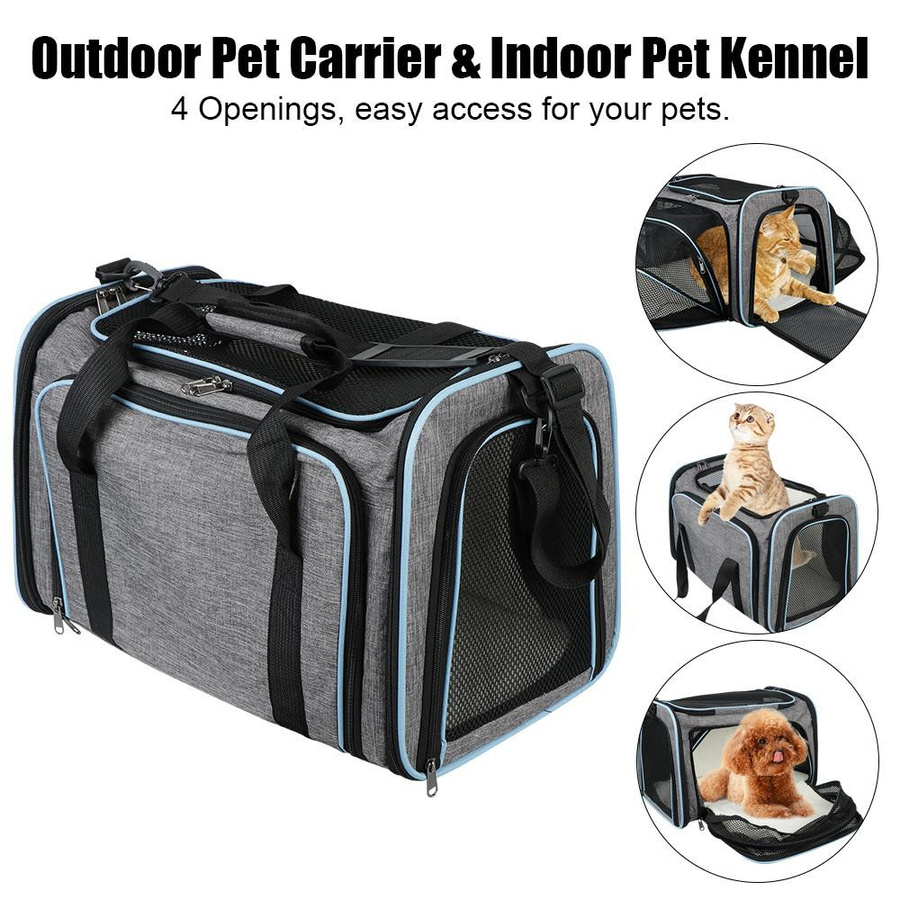 Tragbare und erweiterbare Haustiertransporttasche aus Nylon für Hunde und Katzen mit Belüftung und faltbarem Design - Bild 4