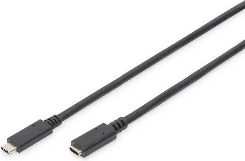 Digitus USB-C Verlängerungskabel USB 2.0, USB-C Stecker auf USB-C Buchse, Schwarz, Länge: 1,5 m - Bild 1