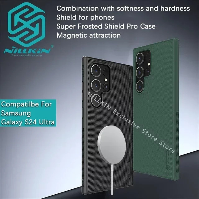 Nillkin Super Frosted Shield Pro Magnetische Handyhülle für Samsung Galaxy S22, S24 FE, S24+, S25 Ultra, S25 Plus in Schwarz - Bild 1