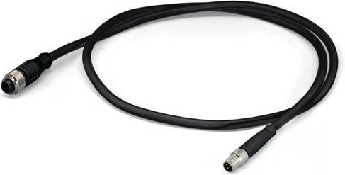 WAGO Sensor-Aktor-Steckverbinder 756-5501/030-020 konfektioniert M12 Stecker gerade zu Buchse gerade, Schwarz, Kabellänge: 2,00 m - Bild 1