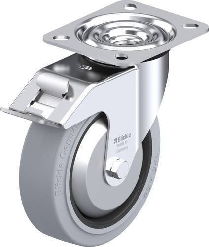 Blickle Lenkrolle LE-POEV 125R-FI-SG-FA mit Feststeller, Rad-Durchmesser: 125 mm, Tragfähigkeit: 150 kg, verzinkt, grau/schwarz/silber - Bild 1