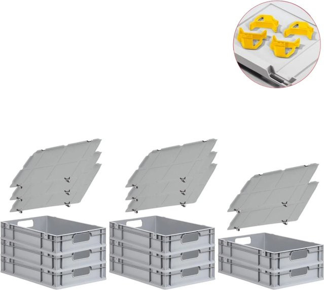 PROREGAL Spar Set mit 8 Eurobox Nextgen Economy in Gelb inklusive Auflagedeckeln und 4 Schiebeschnappverschlüssen, H x B x T: 12 x 40 x 60 cm, 23 Liter - Bild 1