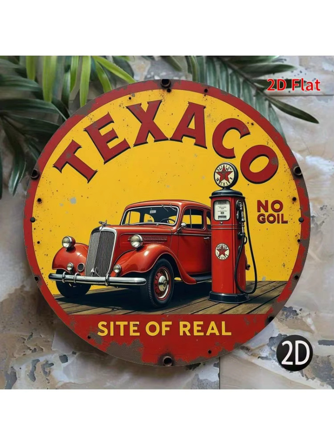 Potdemiel Texaco Vintage Tankstelle Schild aus Metall, Mehrfarbig, B/H: 20,0 x 20,0 cm - Bild 4