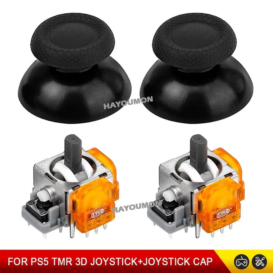HeroAngel Ersatz-Joystick Set für PS5 Controller mit Stick-Kappen in Schwarz, 3D Analog Thumbsticks gegen Stick Drift für PlayStation Gamepads - Bild 2