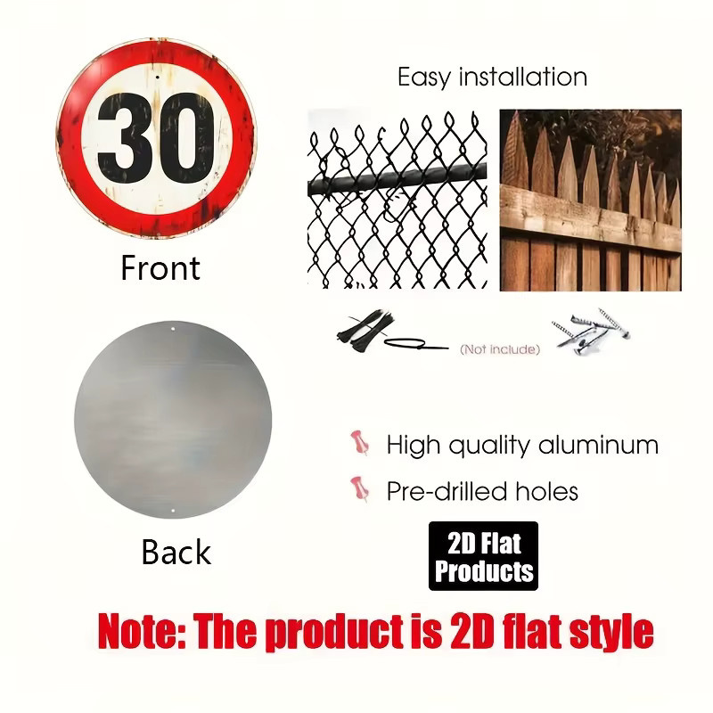 Rundes Vintage Speed Limit 30 Metallschild von Potdemiel in rustikaler Optik als Wanddekoration, Durchmesser: 20,32 cm - Bild 3
