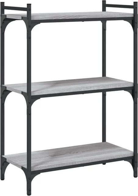 vidaXL Bücherregal mit 3 Böden in Grau aus Holzwerkstoff und Metall, B/T/H: 60 x 30 x 86 cm - Bild 1