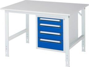Rau Arbeitstisch Tom KM07 höhenverstellbar, Farbe: grau/weiß, B/T/H: 125 x 100 x 76-108 cm - Bild 1